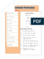 Important Math Formulas