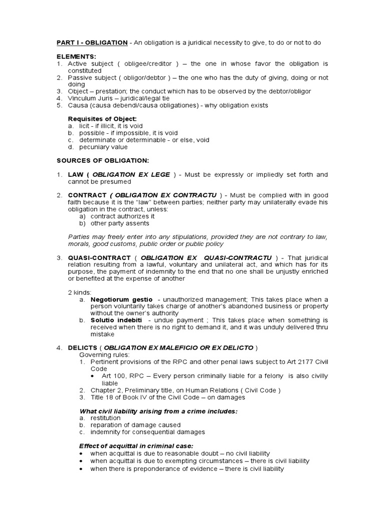 Legal Obligations Overview | PDF | Debtor | Legal Liability