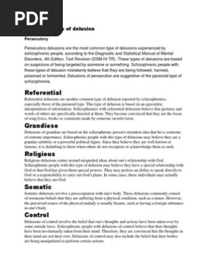 Different Types Of Delusion Pdf Hallucination Delusion