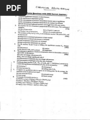 Chemical Equilibrium Pdf Chemical Equilibrium Continuum Mechanics