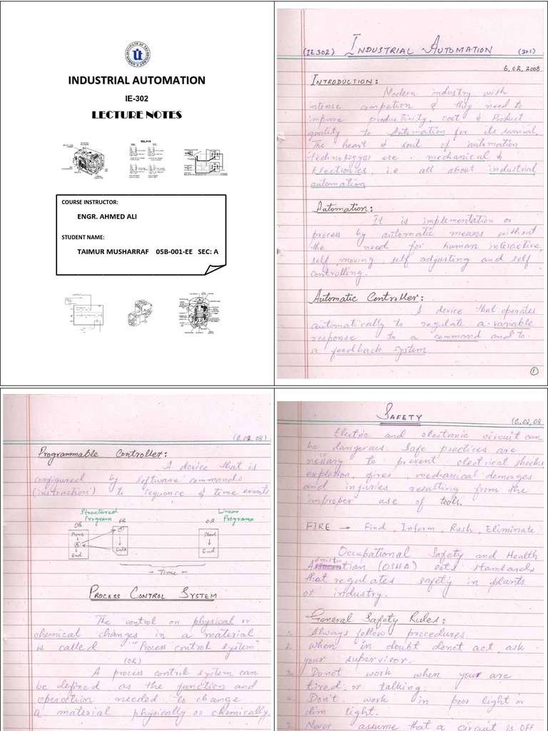 INDUSTRIAL AUTOMATION CLASS Notes