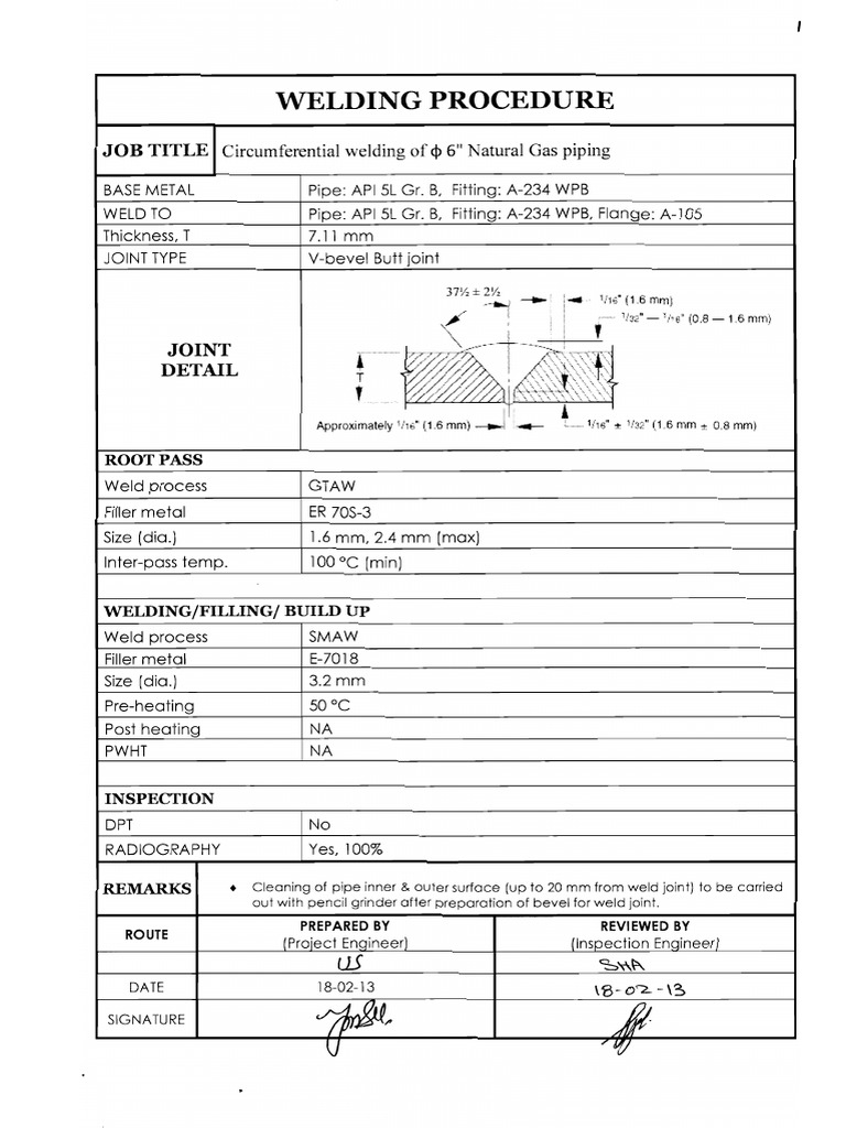 Welding Procedures PackageGas Line Replacement Job Welding Pipe