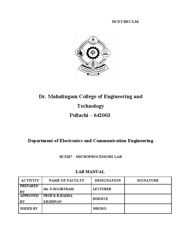 Dr. Mahalingam College of Engineering and Technology Pollachi - 642003 ...
