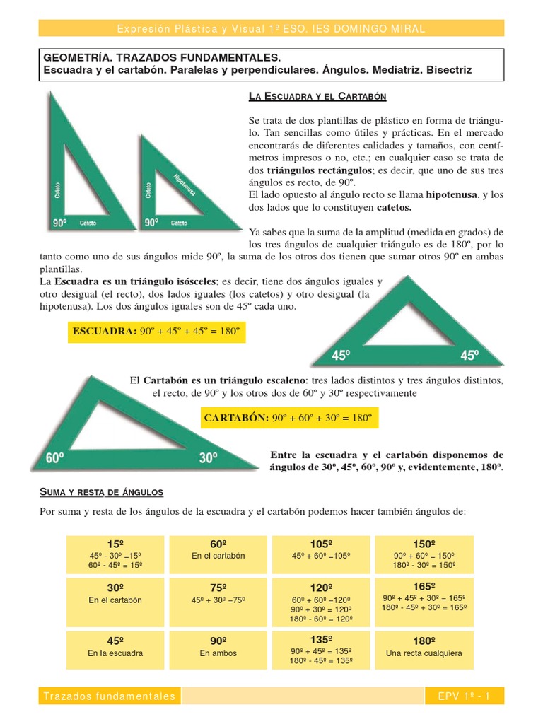 ángulo De 30 Grados Con Escuadras Ángulos Con Escuadra y Cartabón | PDF | Triángulo | Geometria clasica