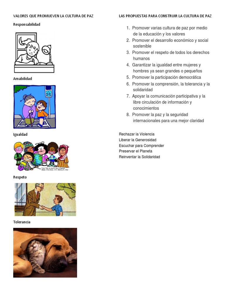 Valores que Fomentan la Cultura de Paz | PDF
