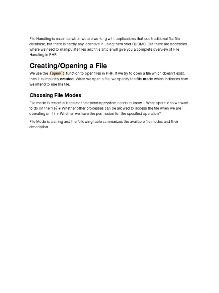 File Handling in PHP PDF String Science) Computer File