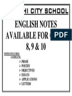 English Notes Available For Class 8, 9 & 10: Karachi City School
