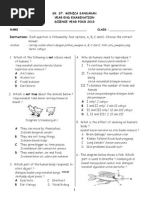 Science Y4 Exam 2nd Sem 2013