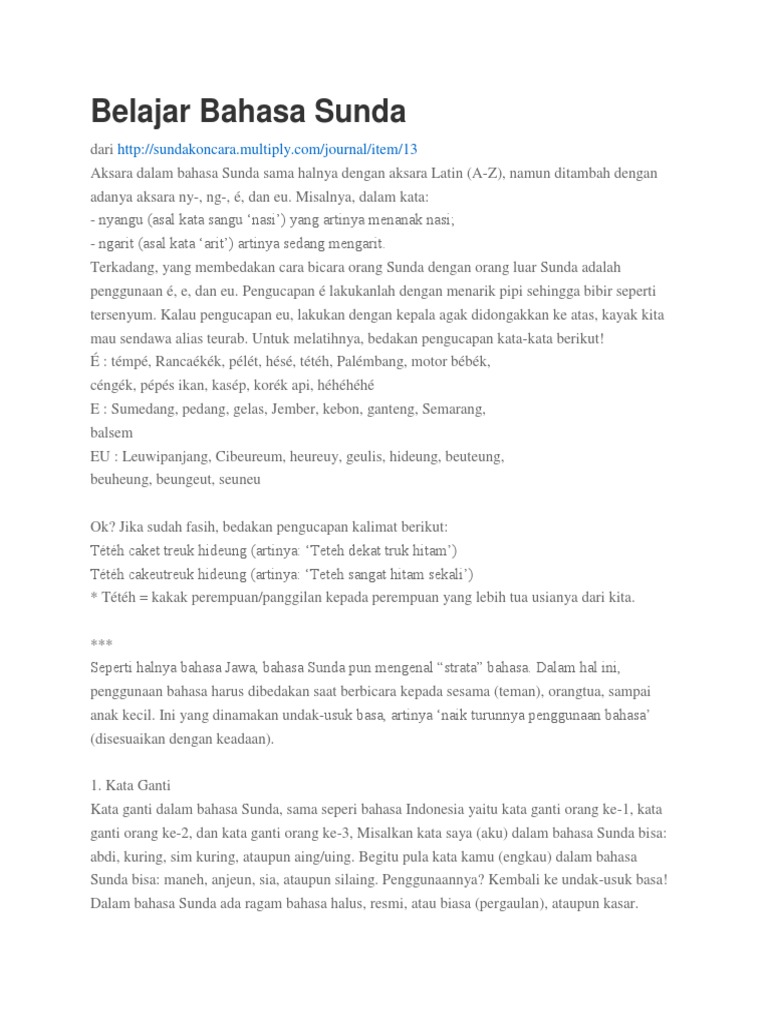 Belajar Bahasa Sunda