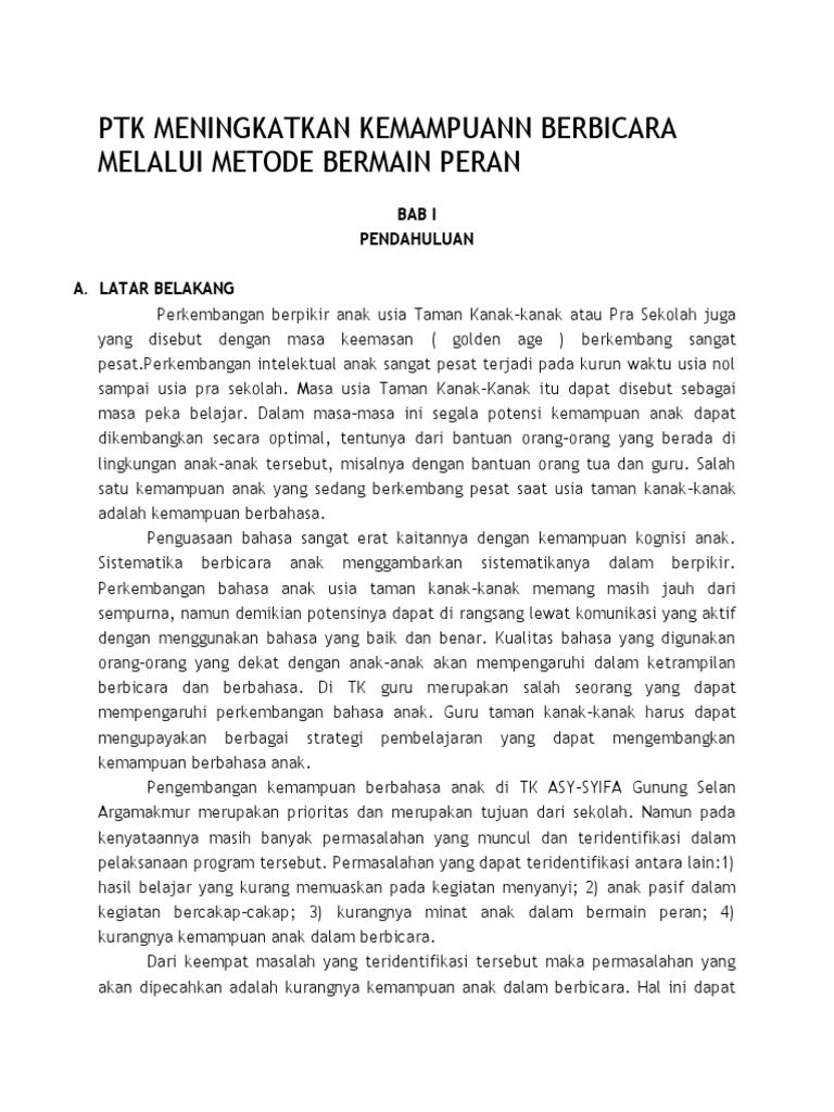 Contoh Bermain Peran Anak Usia Dini - Berbagai Permainan