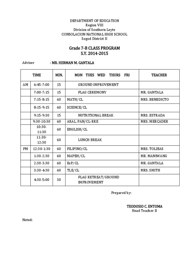 Consolidated Class Program