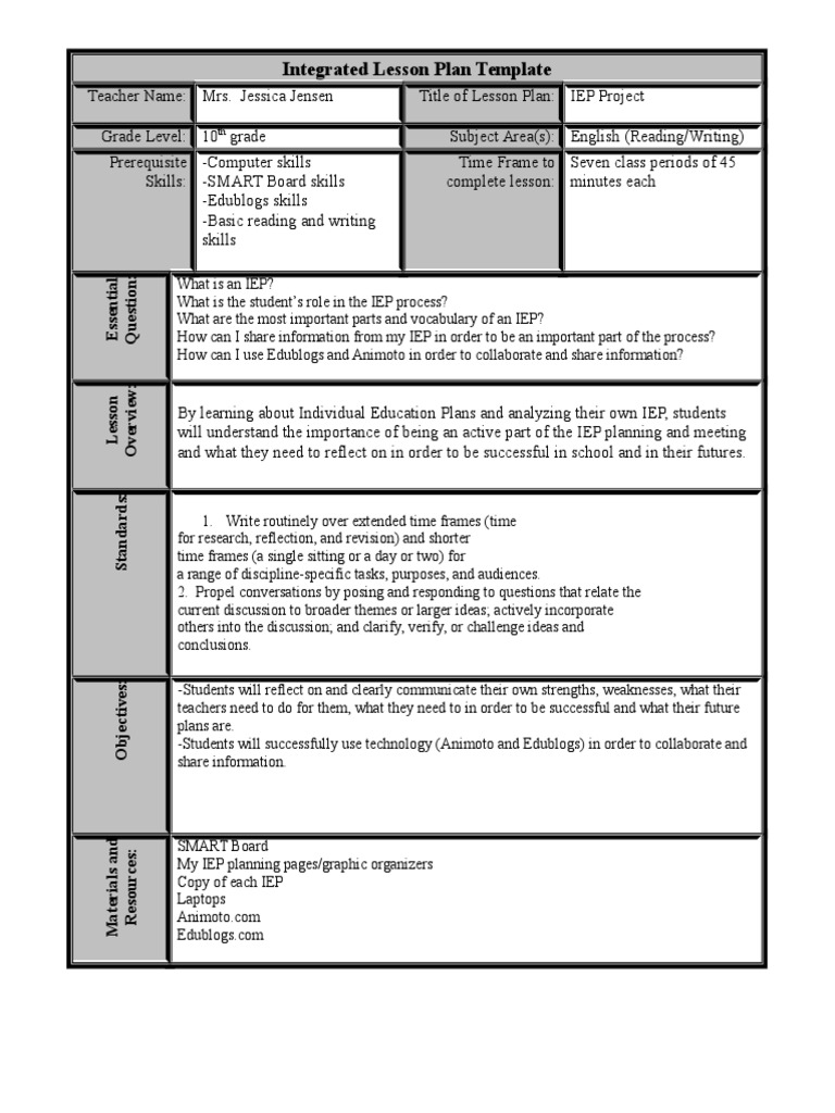 methodology in lesson plan sample