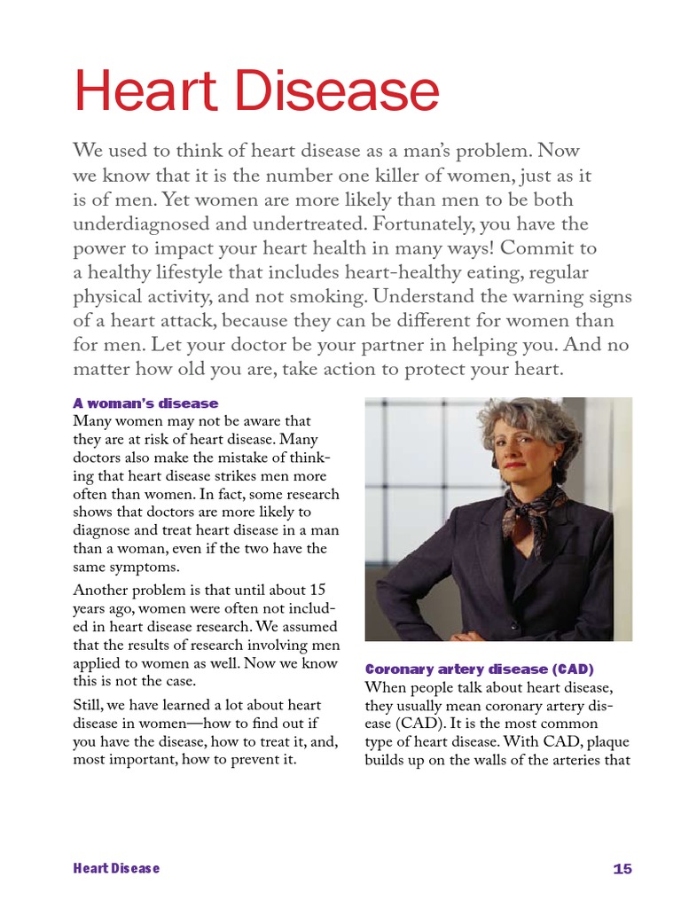 Heart Disease A Woman S Disease Pdf Coronary Artery Disease
