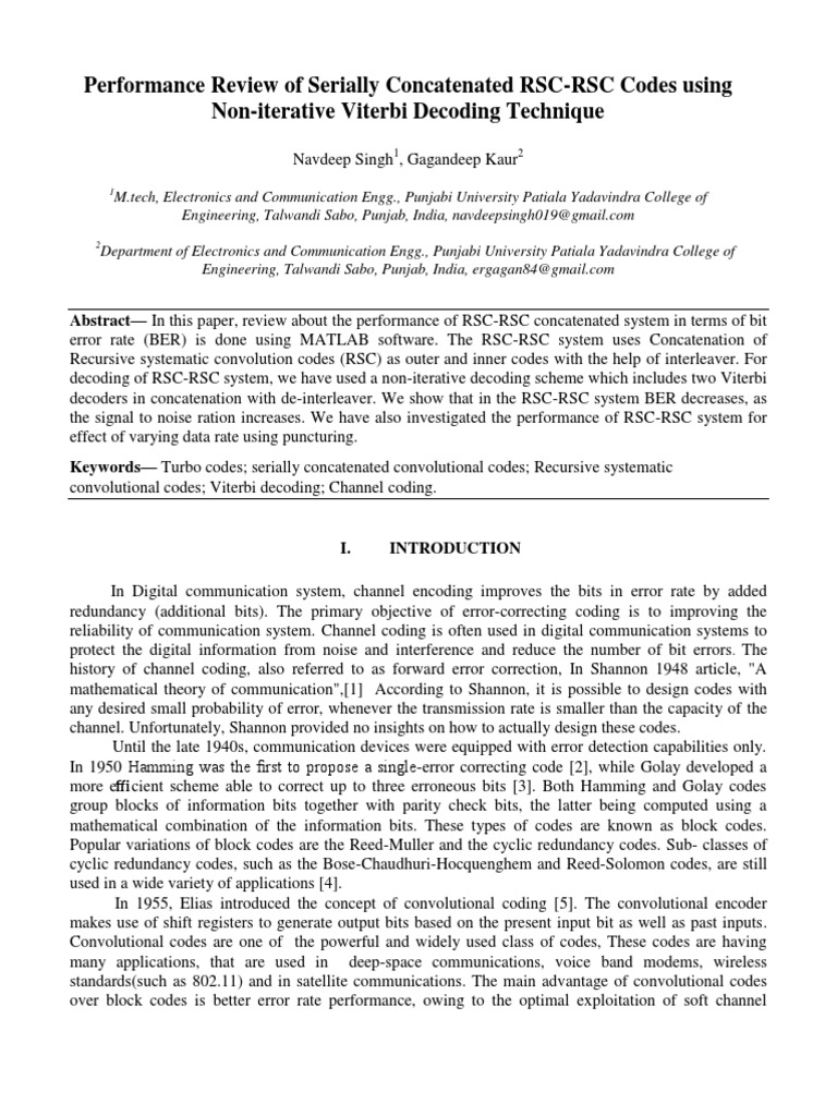 RSC-RSC Code Performance Review | PDF | Error Detection And Correction ...