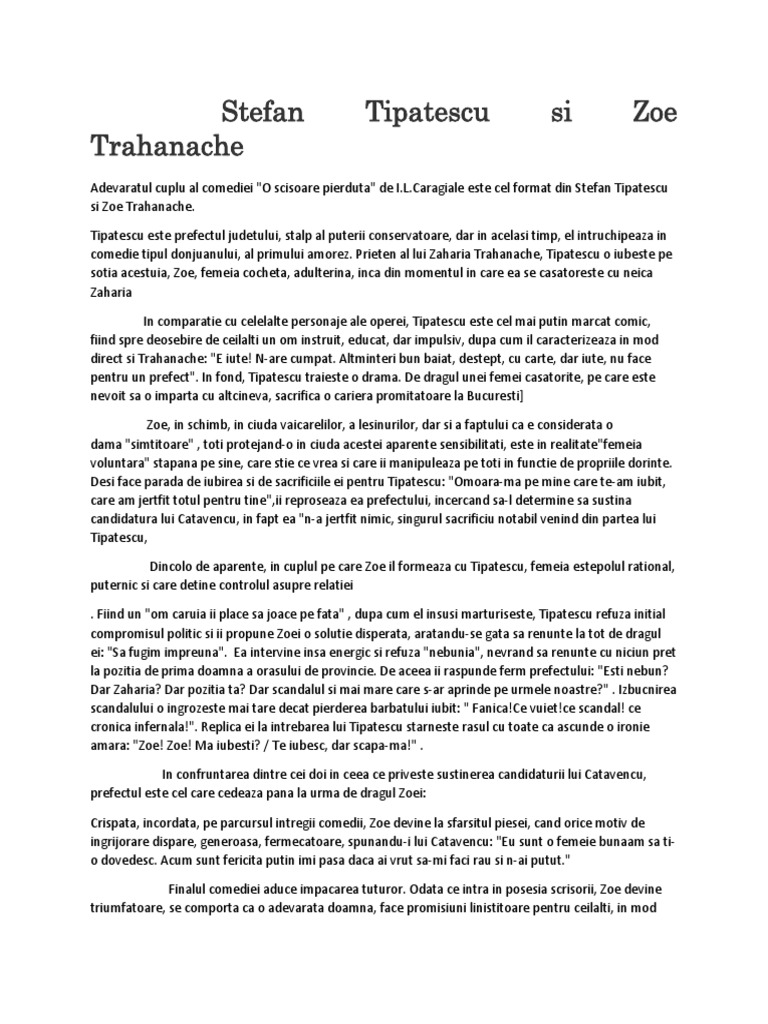 Stefan Tipatescu Si Zoe Trahanache