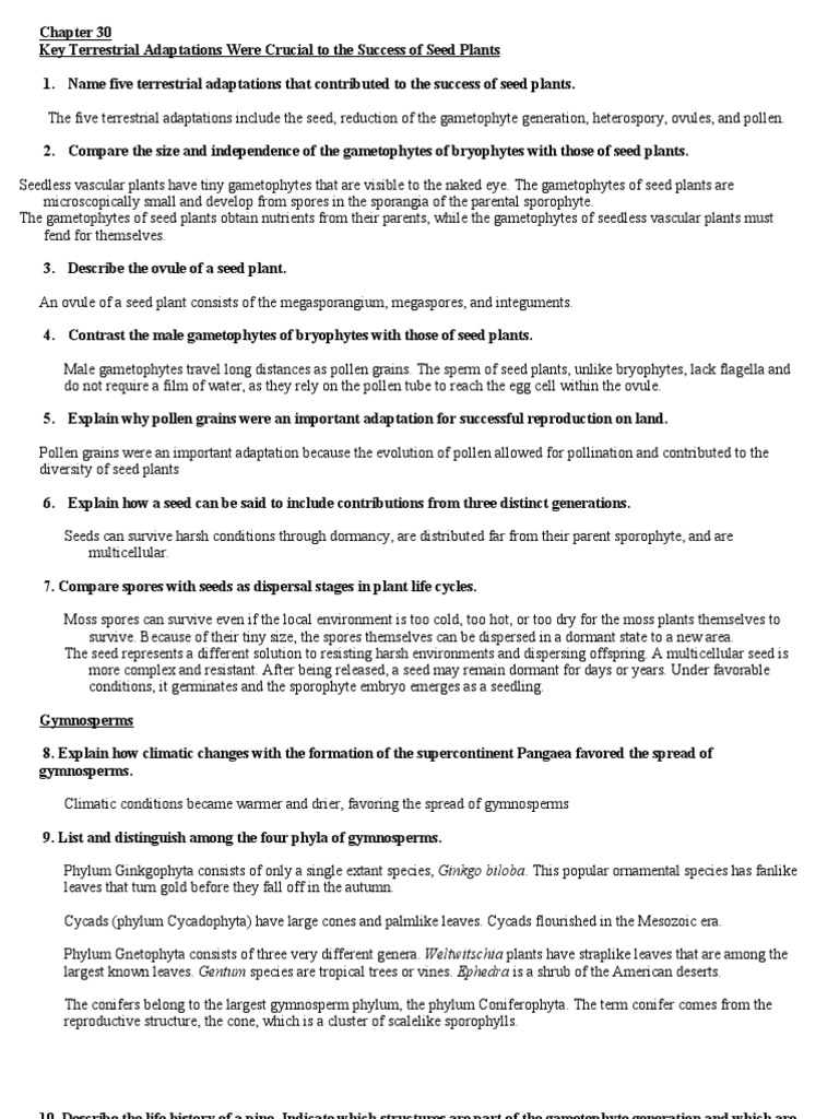 AP Biology - Chapter 30 Discussion Answers | PDF | Flowers | Fruit