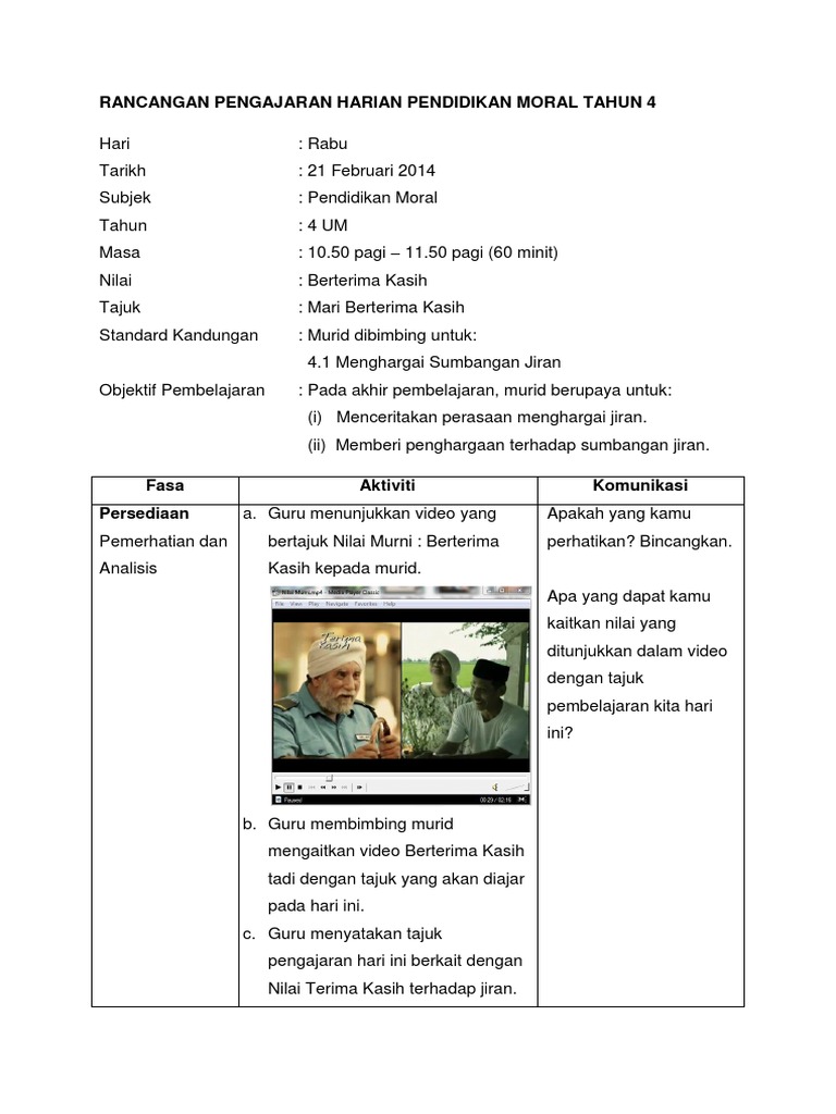 3 Rph Pendidikan Moral Berterima Kasih Tahun 4 Pdf
