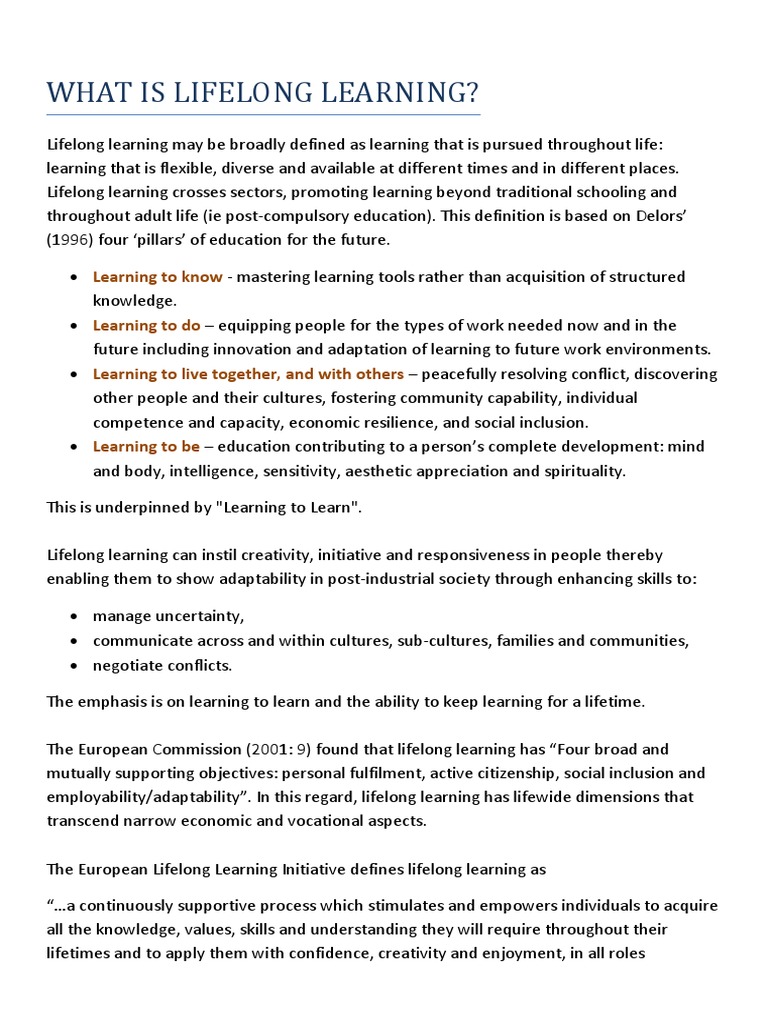 What Is Lifelong Learning | PDF | Lifelong Learning | Learning