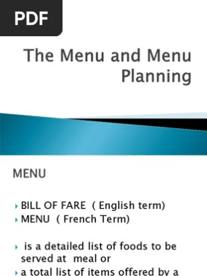 Menu Planning