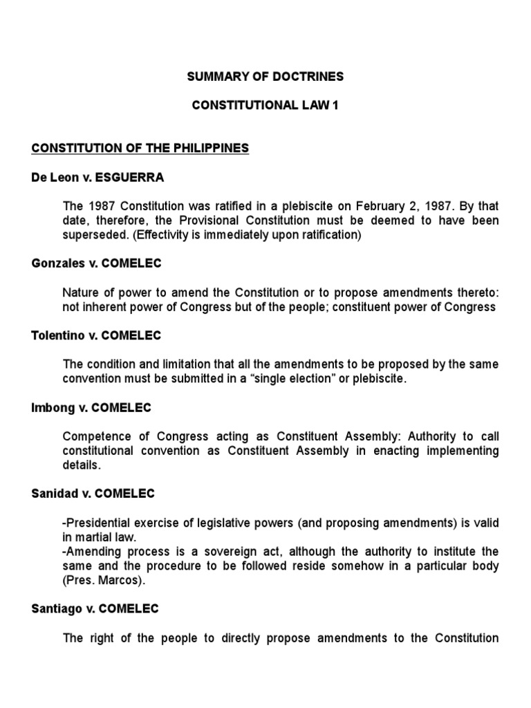 Political Law Doctrines Judiciaries Constitutional Law