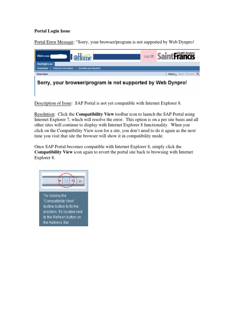 SAP Portal IE8 Compatibility Fix | PDF