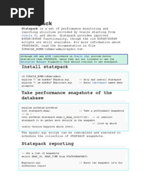 Statspack Oracle Database Sql