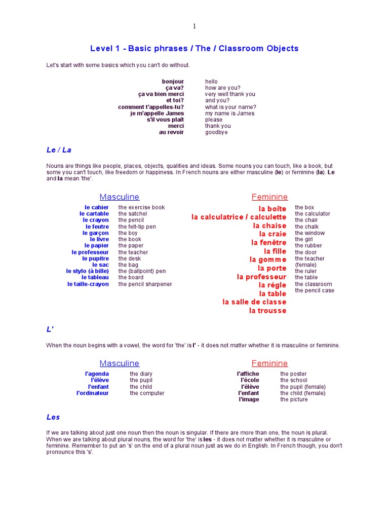 Easy French Pdf Grammatical Gender Grammatical Conjugation