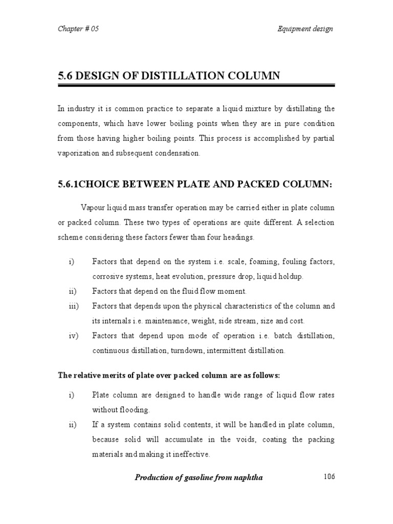 Distillation Column Design Overview | PDF | Unit Operations | Laboratories