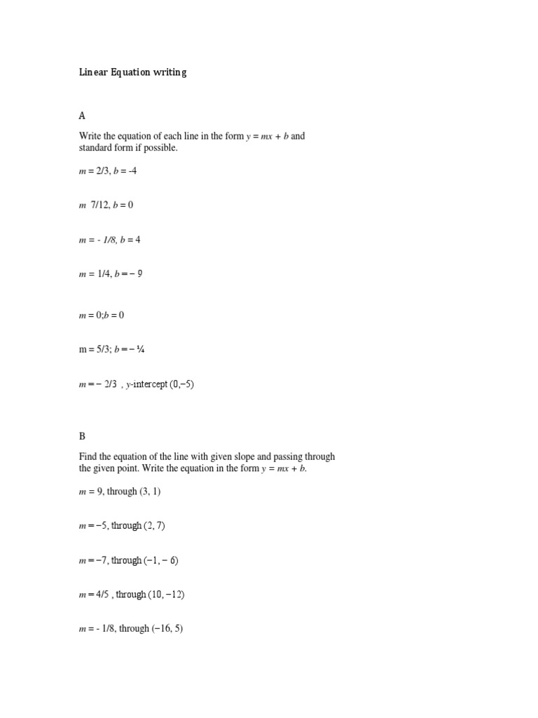 Writing Linear Equations Guide | PDF