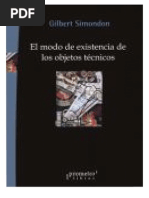 Simondon Gilbert - El Modo de Existencia de Los Objetos Tecnicos