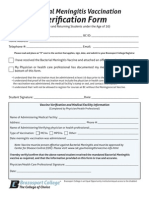 Bacterial Meningitis Vaccine Form