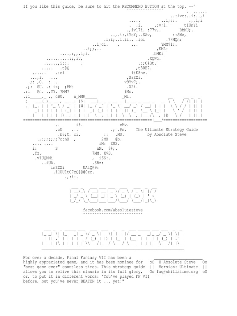 Ff7 Ultimate Guide Leisure
