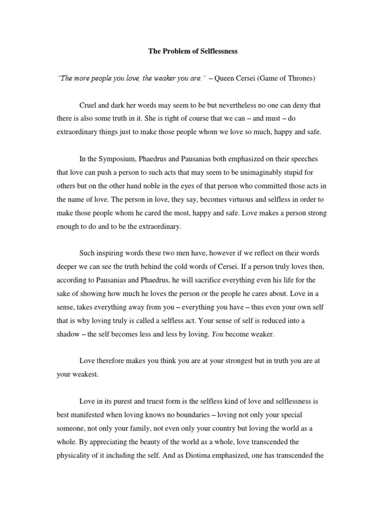 Essay on selflessness picture