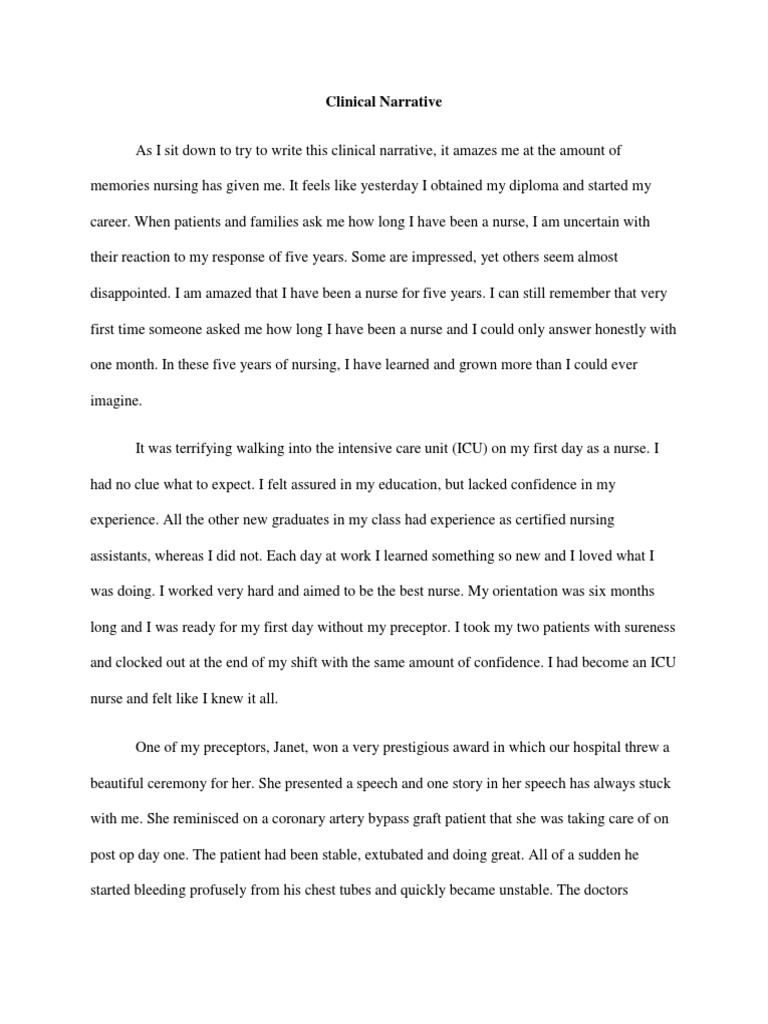 Clinical Narrative  PDF  Nursing  Pain