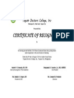 Certificate of Recognition Passers