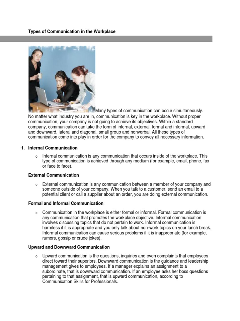 Types of Communication in The Workplace | PDF | Nonverbal Communication