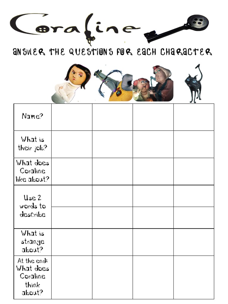 Coraline Movie Worksheets