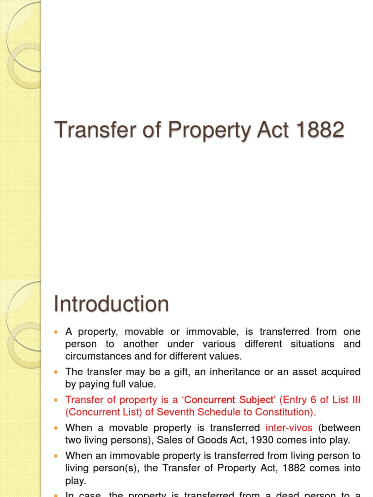 Overview of the Transfer of Property Act | PDF | Mortgage Law | Lease