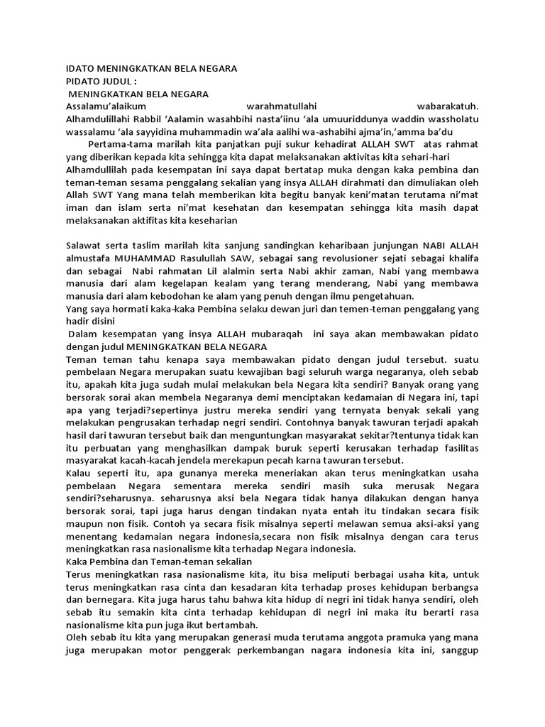 Contoh Teks Pidato Bela Negara Kumpulan Referensi Teks Pidato