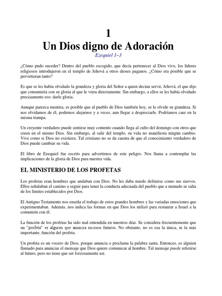 Un Dios Digno De Adoracion Ezequiel Profeta