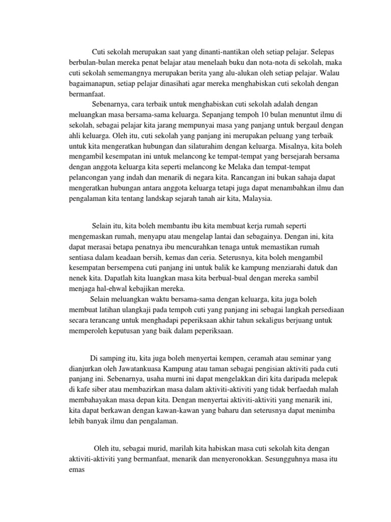 Cuti Sekolah Merupakan Saat Yang Dinanti Pdf