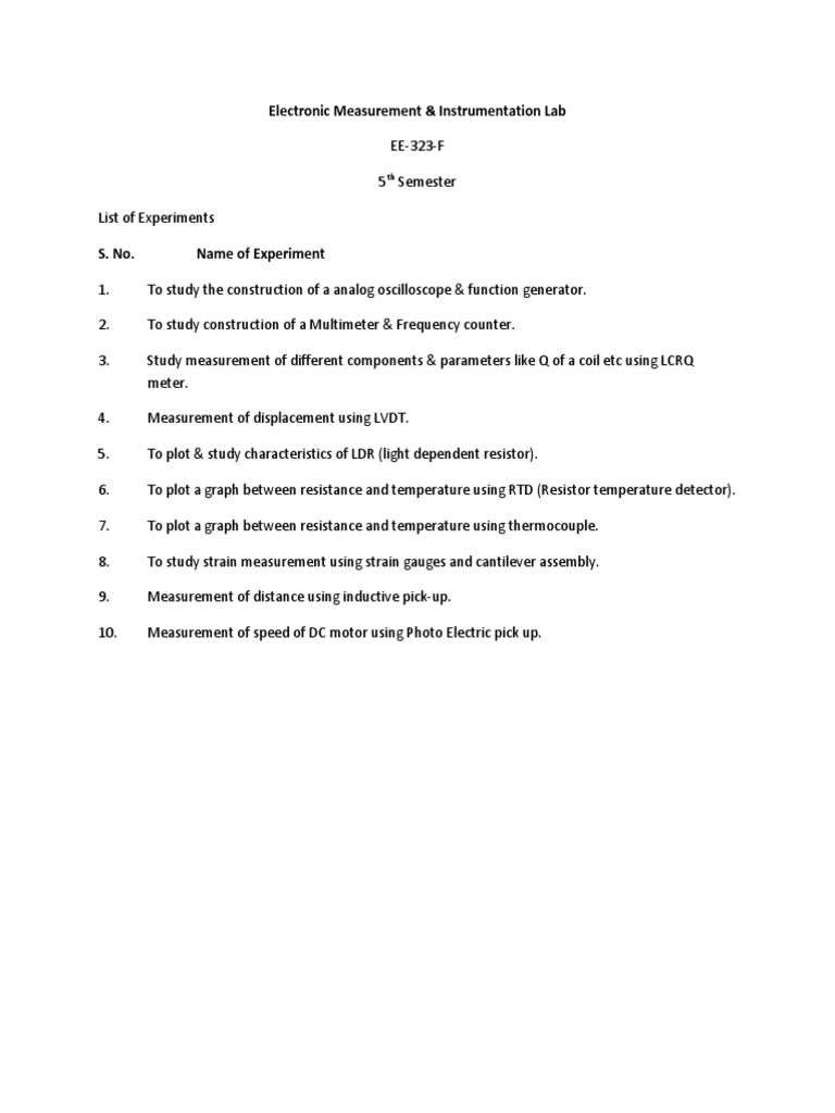 Electronic Measurement Lab Experiments | PDF | Computers
