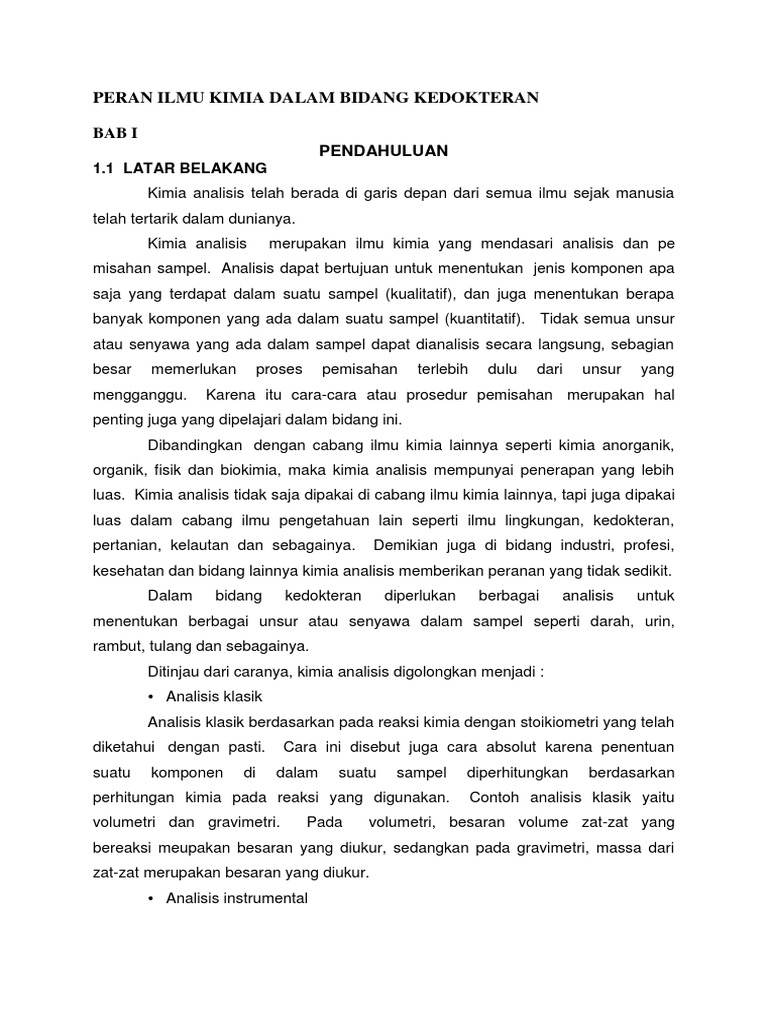 Peran Ilmu Kimia Dalam Bidang Kedokteran 1