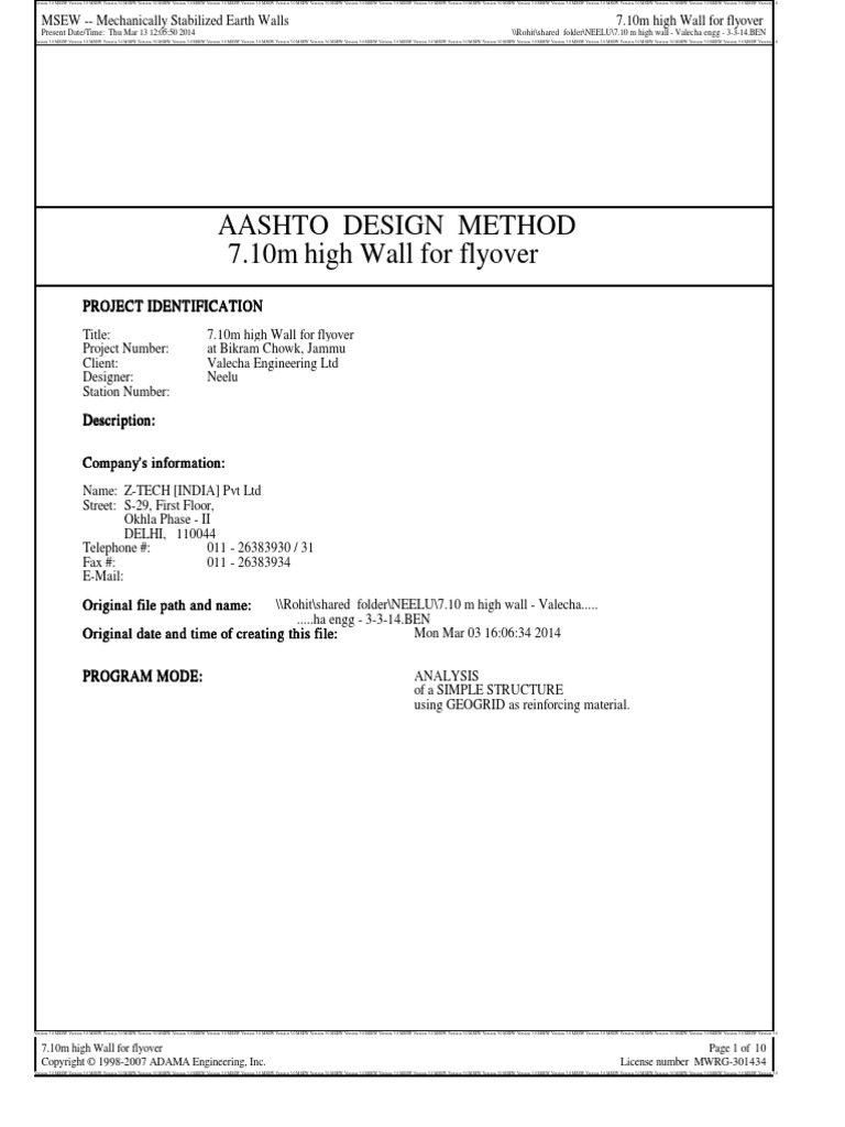 7.10 M High Wall - Valecha Engg - 3-3-14 | PDF | Strength Of Materials ...