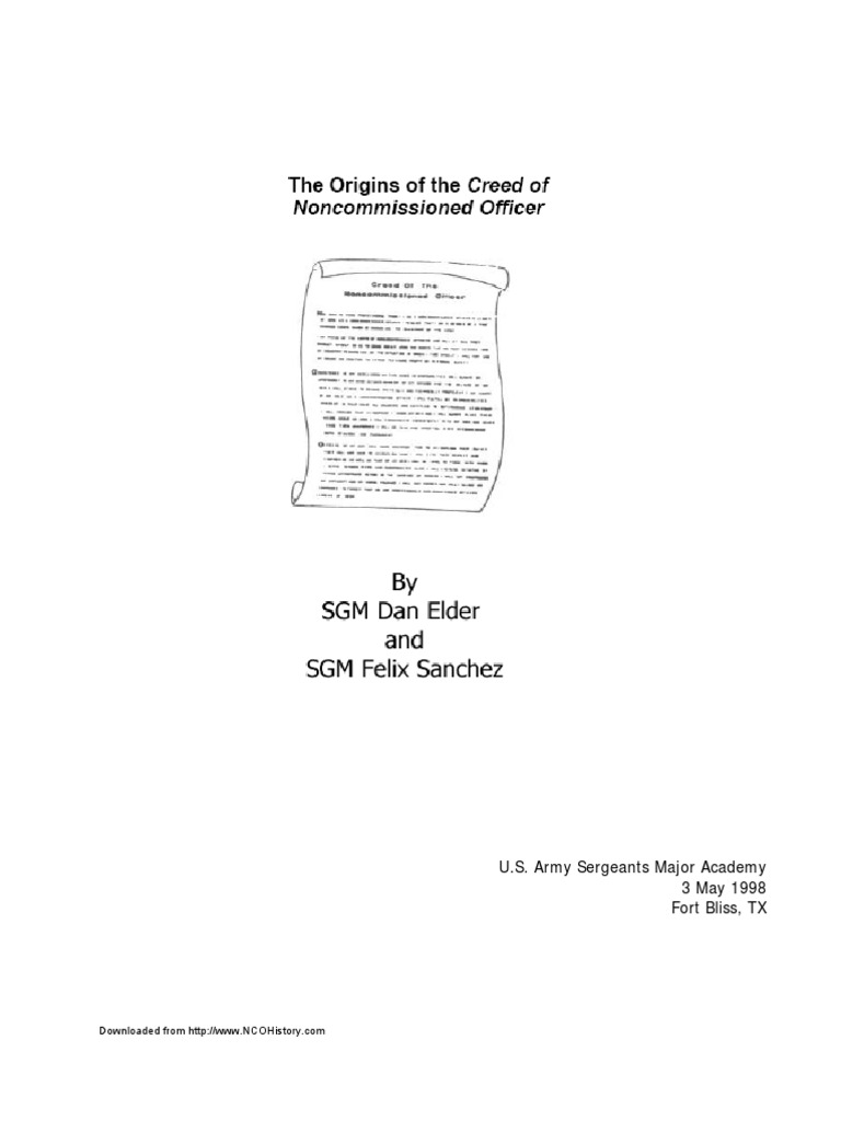 Origins of the NCO Creed Explained | PDF | Non Commissioned Officer ...