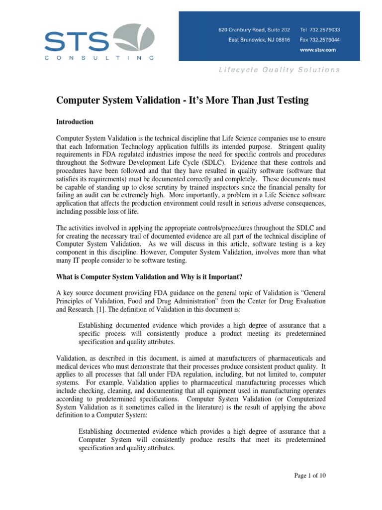 Computer System Validation Explained | PDF | Computers