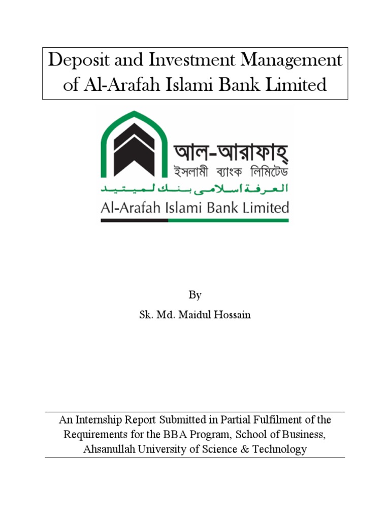 Internship Report On Deposit And Investment Management Of Al