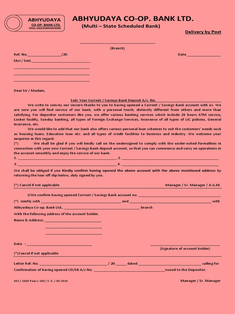 Abhyudaya Co Op Bank LTD PDF Deposit Account Banks