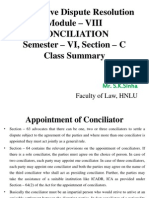 Alternative Dispute Resolution Module - VIII Conciliation Semester - VI, Section - C Class Summary