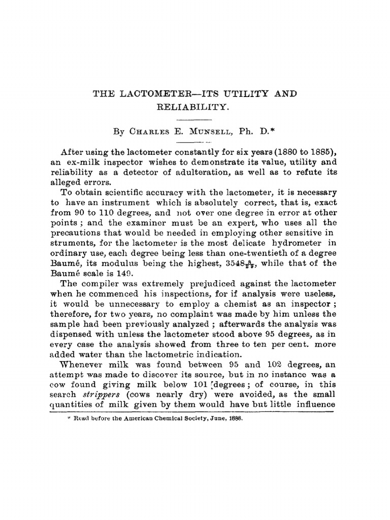 Lactometer: Utility & Reliability | PDF | Milk | Physical Sciences